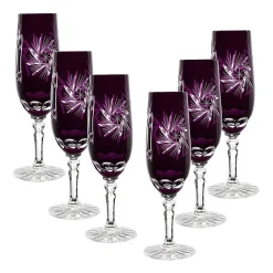 Gläserset^Cristalica Sektflöte violett Schleuderstern 6er Set (180ml)