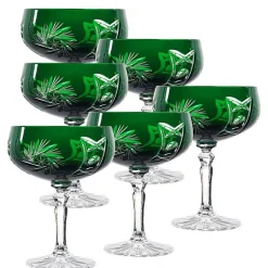 Gläserset^Cristalica Sektschale grün Schleuderstern 6er Set (200ml)