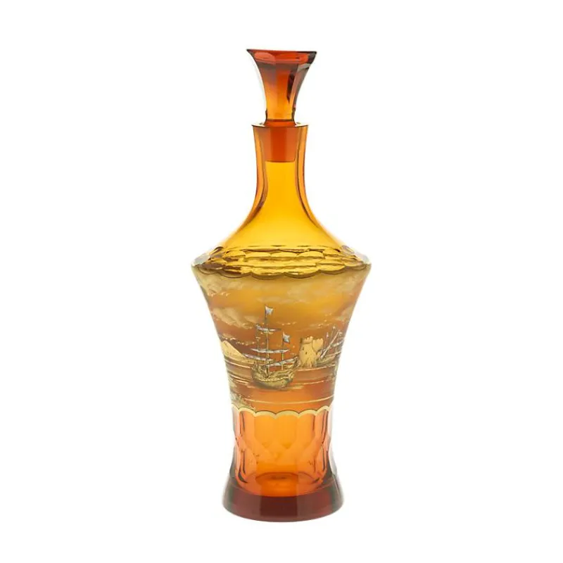 Karaffe & Dekanter^Art Glass Servierflasche mit Verschluss Art Queen, Gold, aus Glas