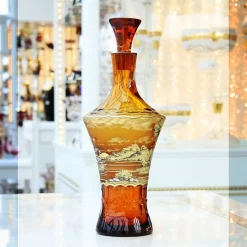 Karaffe & Dekanter^Art Glass Servierflasche mit Verschluss Art Queen, Gold, aus Glas