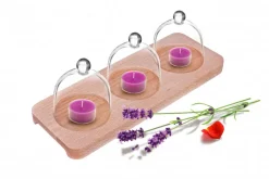 Küchenzubehör^Cristalica Servierset 4-- teilig, 3 Glasglocken und Holzbrett 28 cm Wood