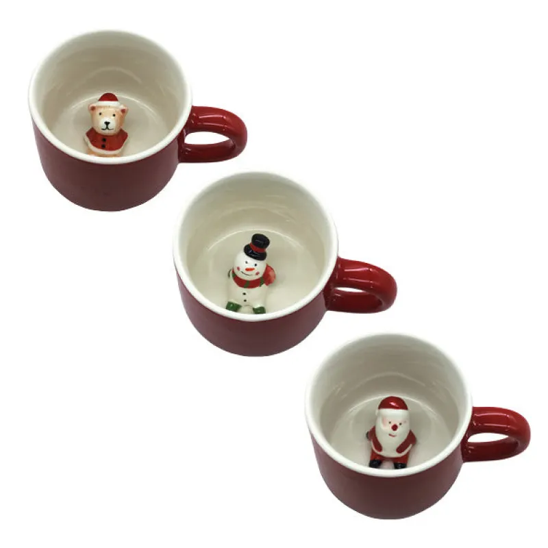 Kaffee & Teeservice|Weihnachten^Cristalica Tasse mit Figur, Keramik Becher mit Henkel, Rot/Weiß