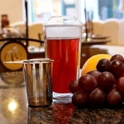 Tassen|Gläser Doppelwandig^Fan Unikate Teeglas mit Sieb und Deckel Thermo 340ml