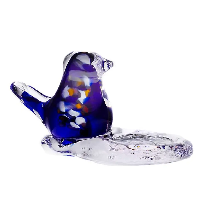 Kerzenhalter^Art Glass Teelichhalter mit Vogel "Pavel" (6cm)