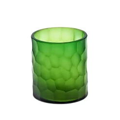 Ostern|Ostern^Art Glass Teelichtglas Kerzenhalter Votiv Windlicht Moonlight Höhe 9,5cm grün Handmade