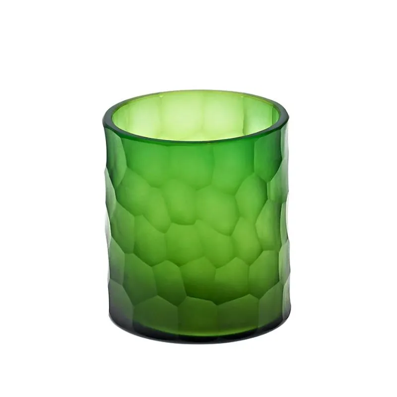 Ostern|Ostern^Art Glass Teelichtglas Kerzenhalter Votiv Windlicht Moonlight Höhe 9,5cm grün Handmade