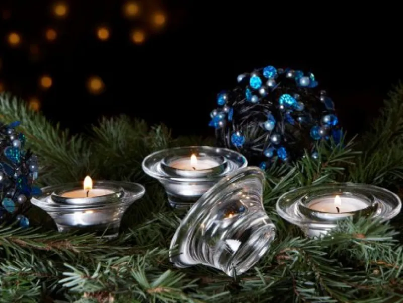 Weihnachten|Weihnachten^Cristalica Teelichthalte Kerzenhalter Kerzenständer rund 4.5 cm Glas Bleikristall