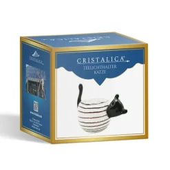 Halloween|Ostern^Cristalica Teelichthalter Katze Glas Höhe ca. 13cm Handarbeit