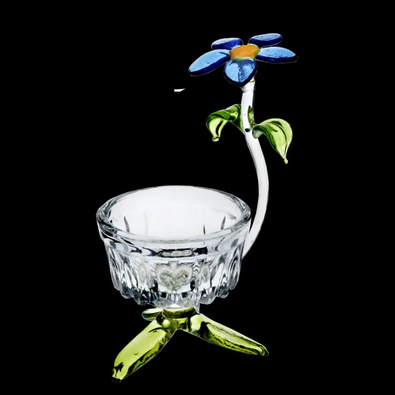 Valentienstag|Frauen^Art Glass Teelichthalter mit Blumen Blumen 7,5cm Glas Kerzenhalter Dekoration Geschenk