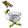 Frauen|Blumen^Art Glass Teelichthalter mit Käfer Blumen 7,5cm Glas Kerzenhalter Dekoration Geschenk