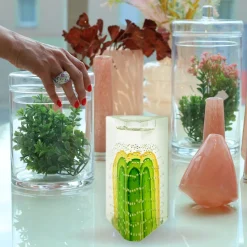 Ostern|Ostern^Cristalica Teelichthalter Murano-Stil Dreieck Höhe ca. 8cm Handarbeit