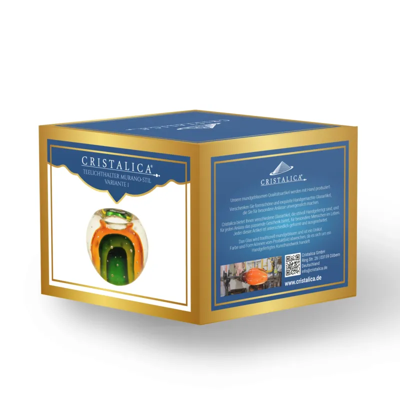 Halloween|Ostern^Cristalica Teelichthalter Murano-Stil Höhe ca. 8cm Handarbeit