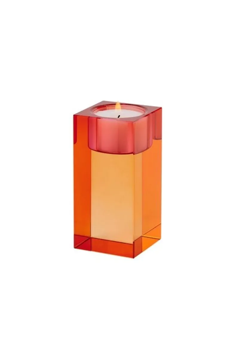 Kerzenhalter^Cristalica Teelichthalter Sari Kristallglas 10,3cm orange/rosa