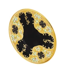 Glasteller^Art Glass Teller Black Queen 32 cm, Gold/Braun, aus Glas