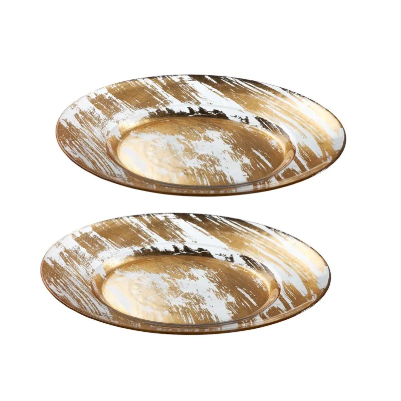 Glasteller^Cristalica Teller "Golden Dust" 2er Set (26,5cm)