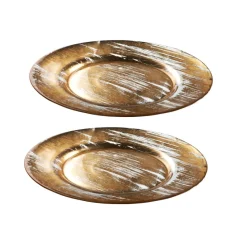 Glasteller^Cristalica Teller "Golden Dust" 2er Set (33cm)