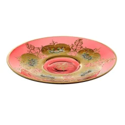 Glasteller^Art Glass Teller Red Queen 35 cm, Rot/Gold, aus Glas