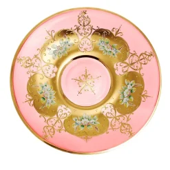 Glasteller^Art Glass Teller Red Queen 35 cm, Rot/Gold, aus Glas