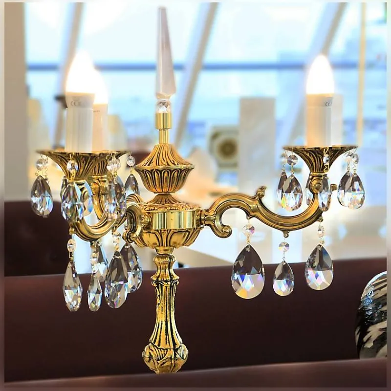 Leuchter & Lampen^Beleuchtung Tischleuchter Mandy Erleuchtung, Gold/Violett, aus Glas