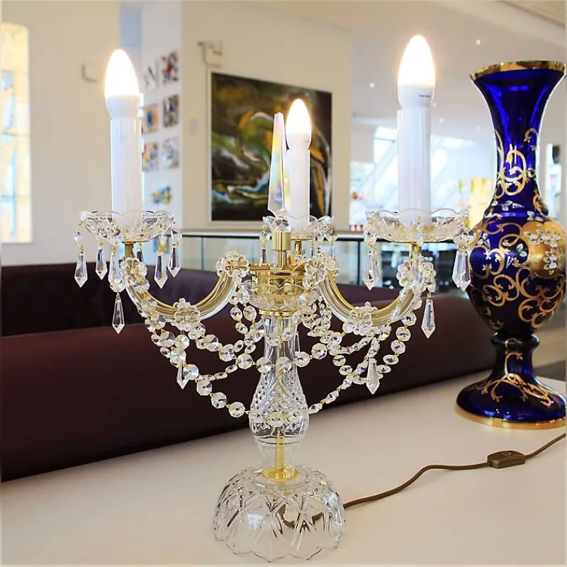 Leuchter & Lampen^Beleuchtung Tischleuchter Stephanie Erleuchtung, Gold/Transparent, aus Glas