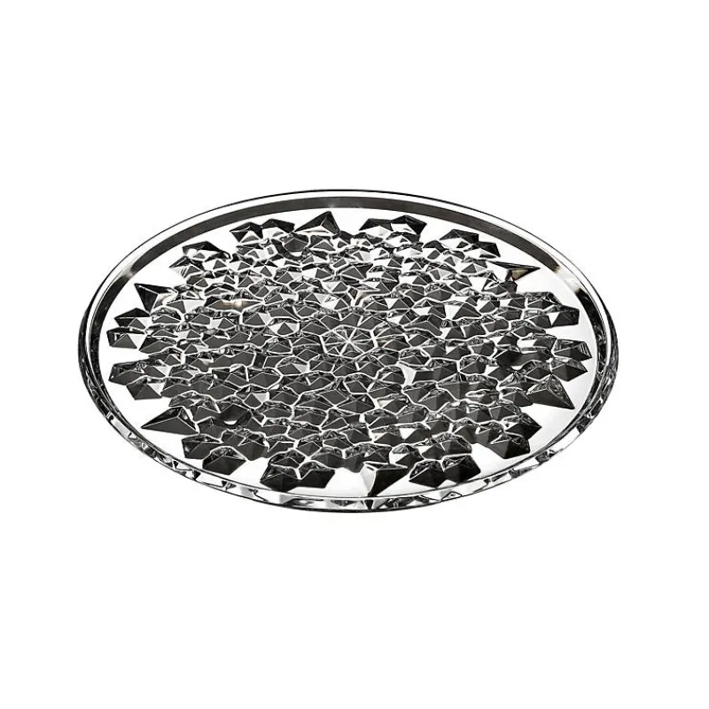 Kuchen & Torten^German Crystal Tortenplatte Katarina Gold 35cm, Transparent, aus Bleikristall