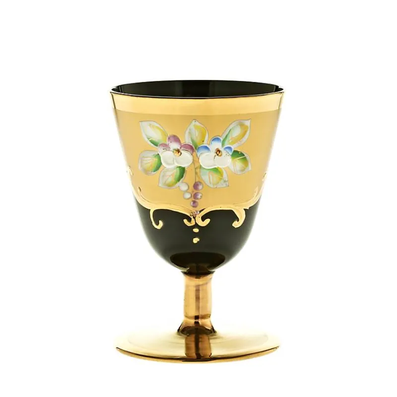 Weingläser|Farbige Gläser^Art Glass Trinkbecher Black Queen 100 ml, Gold/Braun, aus Glas