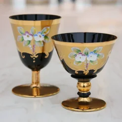 Weingläser|Farbige Gläser^Art Glass Trinkbecher Black Queen 100 ml, Gold/Braun, aus Glas