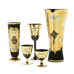 Weingläser|Farbige Gläser^Art Glass Trinkbecher Black Queen 100 ml, Gold/Braun, aus Glas