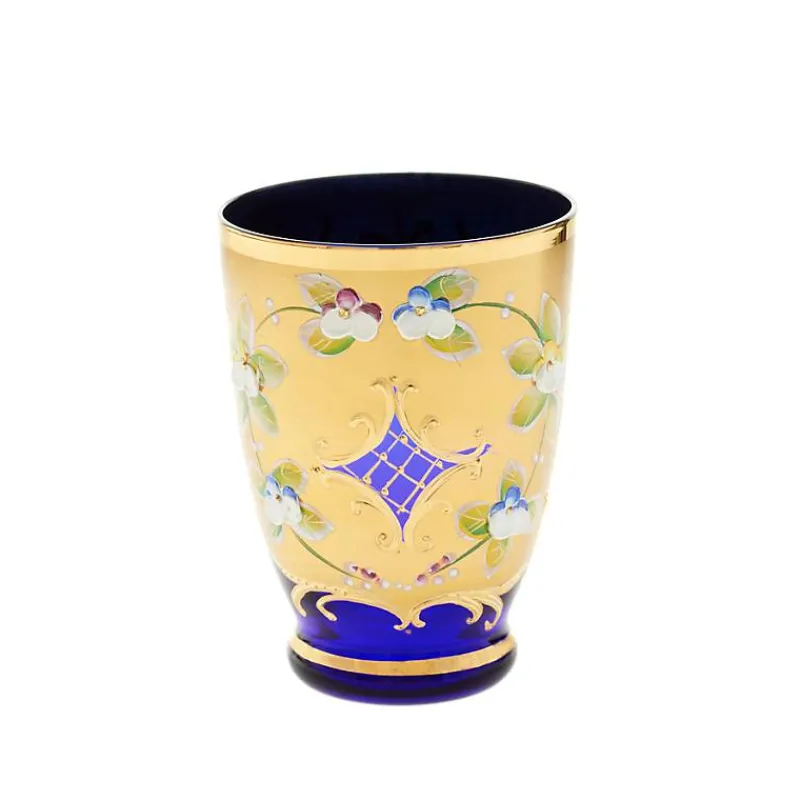 Saft- & Wassergläser^Art Glass Trinkbecher Blue Queen 250 ml, Blau/Gold, aus Glas