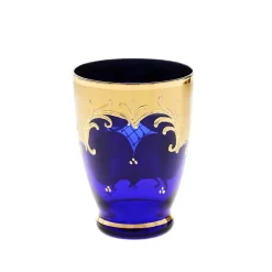 Saft- & Wassergläser^Art Glass Trinkbecher Blue Queen 250 ml, Blau/Gold, aus Glas
