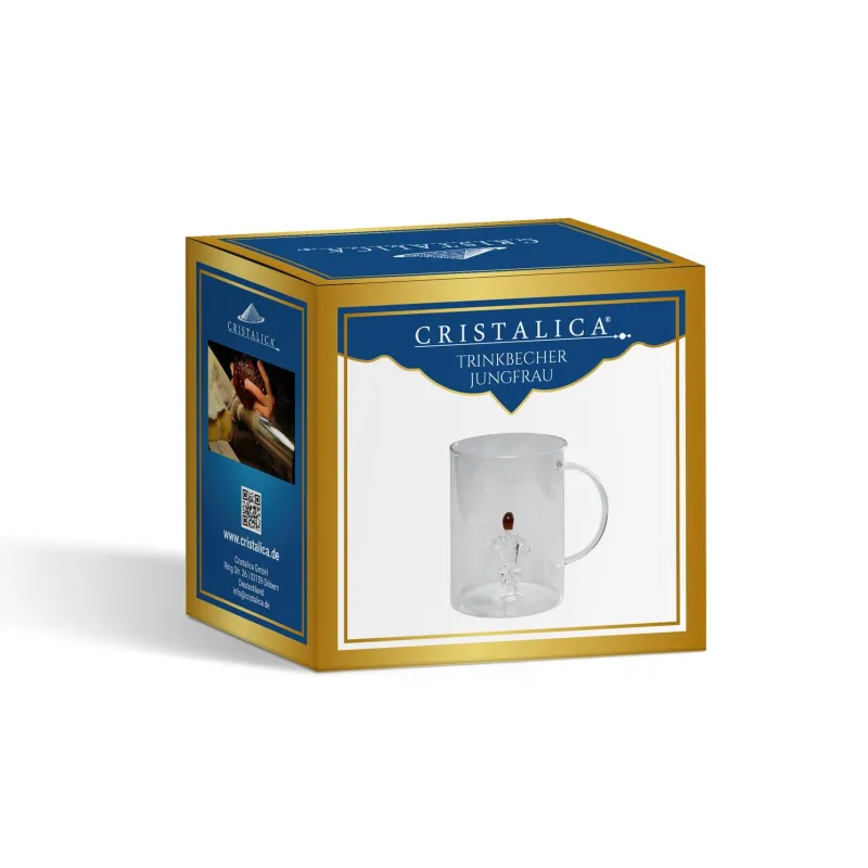 Valentienstag|Frauen^Cristalica Trinkbecher mit Henkel und Sternzeichen, Handarbeit