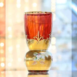 Saft- & Wassergläser^Art Glass Trinkbecher Red Queen 250 ml, Rot/Gold, aus Glas