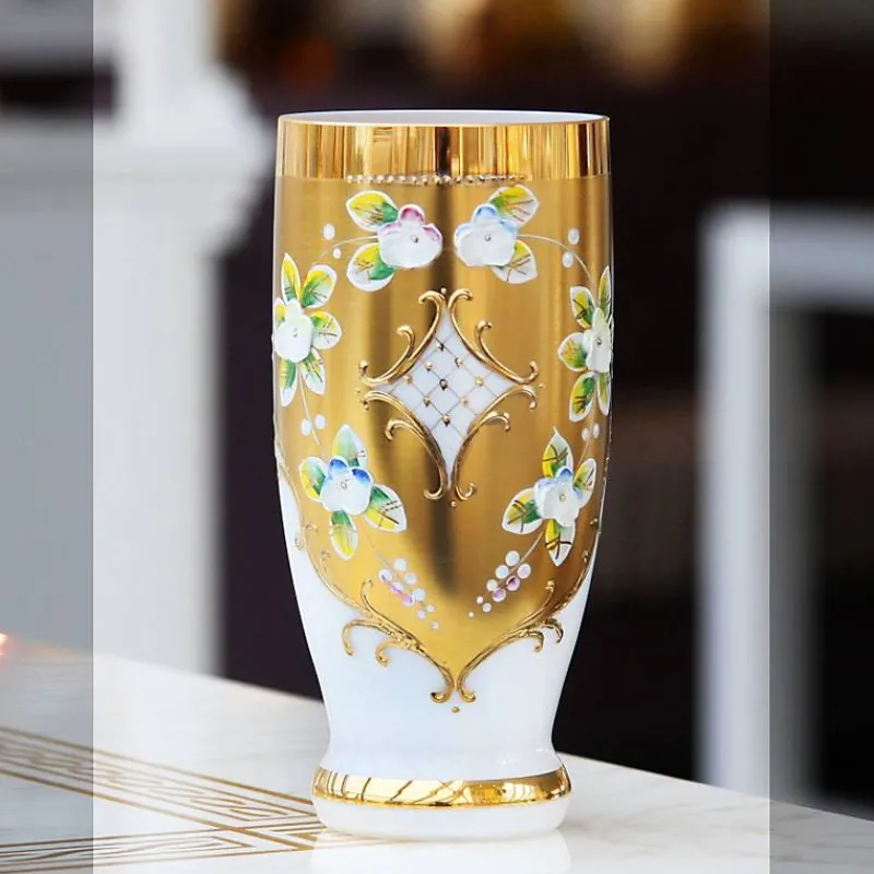 Saft- & Wassergläser^Art Glass Trinkbecher White Queen 250 ml, Weiß/Gold, aus Glas