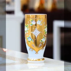 Saft- & Wassergläser^Art Glass Trinkbecher White Queen 250 ml, Weiß/Gold, aus Glas