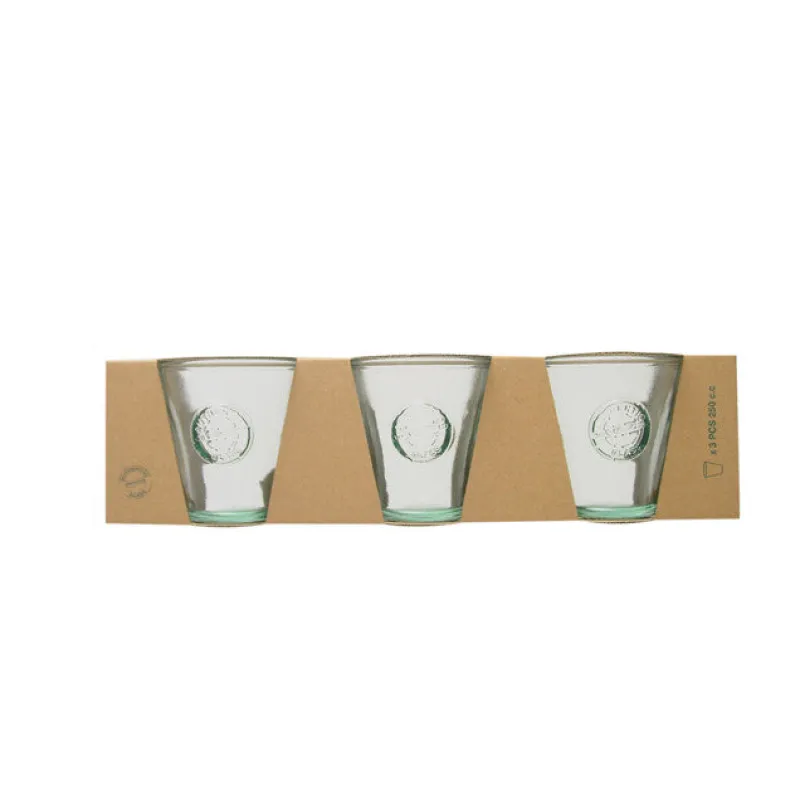 Saft- & Wassergläser|Recycling Glas^Cristalica Trinkglas Becher Saftglas 3er-Set Authentic 220 ml Recycling-Glas