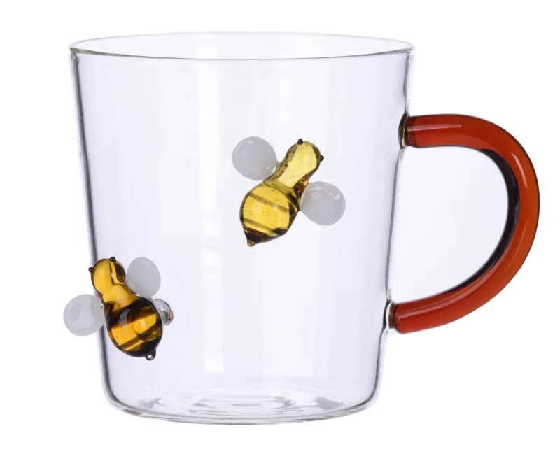 Valentienstag|Kinder^Cristalica Trinkglas Saftglas Becherglas Wasserglas mit Henkel & Tiere Rot/Gelb/Grün/Transparent