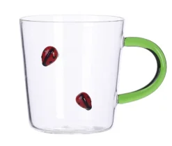 Valentienstag|Kinder^Cristalica Trinkglas Saftglas Becherglas Wasserglas mit Henkel & Tiere Rot/Gelb/Grün/Transparent