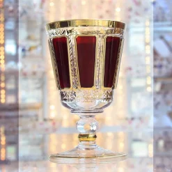 Weingläser|Farbige Gläser^Art Glass Trinkkelch Red Queen 240 ml, Rot/Gold, aus Glas