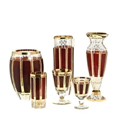 Weingläser|Farbige Gläser^Art Glass Trinkkelch Red Queen 240 ml, Rot/Gold, aus Glas