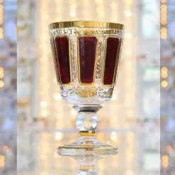 Weingläser|Farbige Gläser^Art Glass Trinkkelch Red Queen 150 ml, Rot/Gold, aus Glas