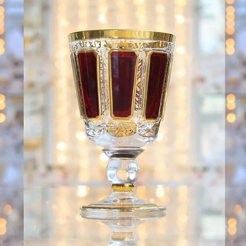 Weingläser|Farbige Gläser^Art Glass Trinkkelch Red Queen 150 ml, Rot/Gold, aus Glas