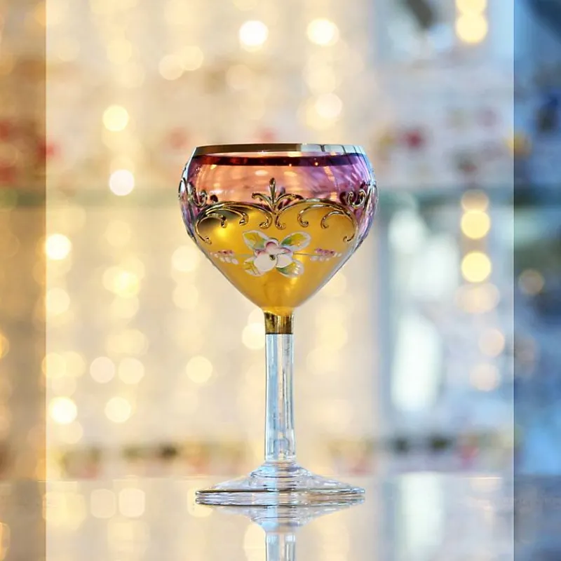 Weingläser|Farbige Gläser^Art Glass Trinkkelch Red Queen 100 ml, Rot/Gold, aus Glas
