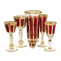 Weingläser|Farbige Gläser^Art Glass Trinkschale Red Queen 260 ml, Rot/Gold, aus Glas