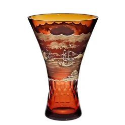 Vasen^Art Glass Vase Art Queen 32 cm, gold, Glas
