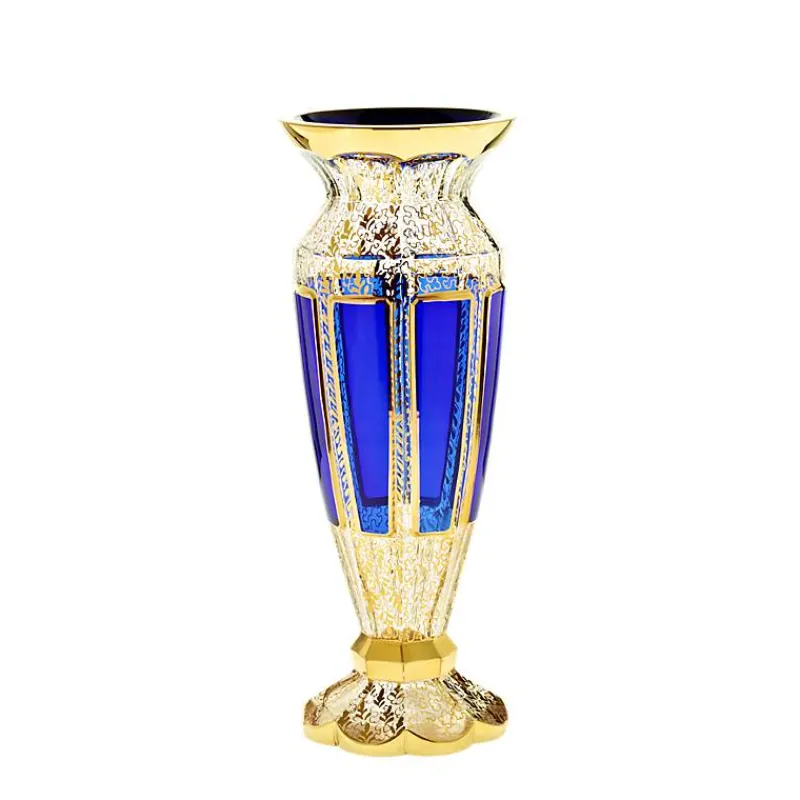 Vasen^Art Glass Vase Blue Queen 30 cm, Blau/Gold, aus Glas