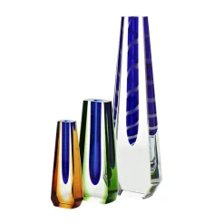 Vasen^Art Glass Vase, geschnittenes Glas