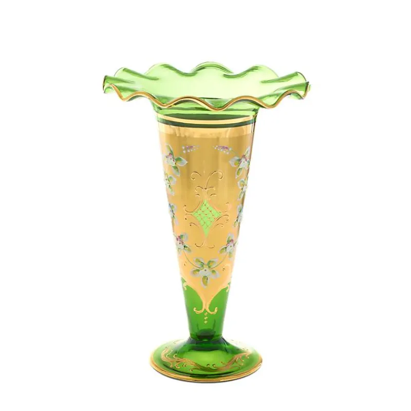 Vasen^Art Glass Vase Green Queen 29 cm, Grün/Gold, aus Glas
