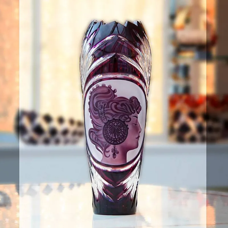 Vasen^Art Glass Vase handgeschliffen mit Lilie "King" (30cm)