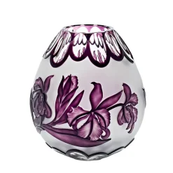 Vasen^Art Glass Vase handgeschliffen mit Rose "King" (21cm)