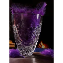Vasen^German Crystal Vase Katarina Gold 22cm, Transparent, aus Bleikristall